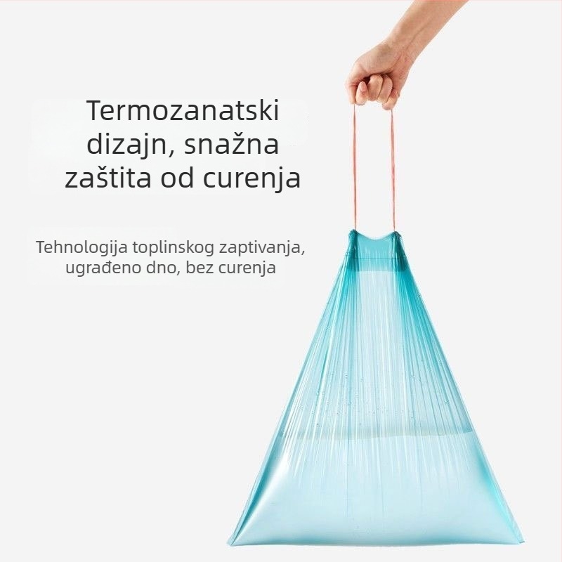 Jačane vreće za smeće s vezicom i automatskim zatvaranjem, PE materijal, nebiološki razgradive