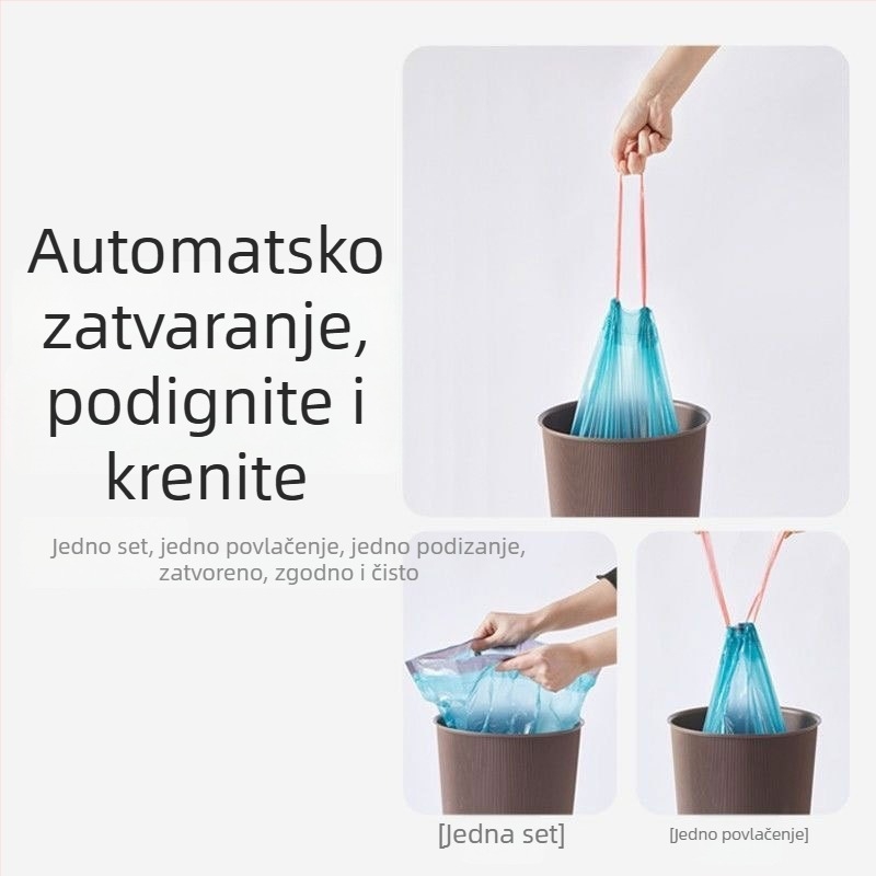 Jačane vreće za smeće s vezicom i automatskim zatvaranjem, PE materijal, nebiološki razgradive