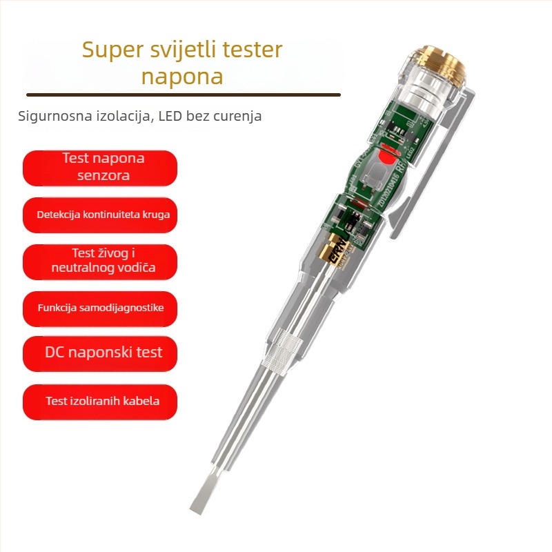 Višenamjenski električni tester s ravnim i Phillips odvijačem za provjeru linija i kontinuiteta. Nije uvezen; Marka: Drugo; Bez prilagodbi