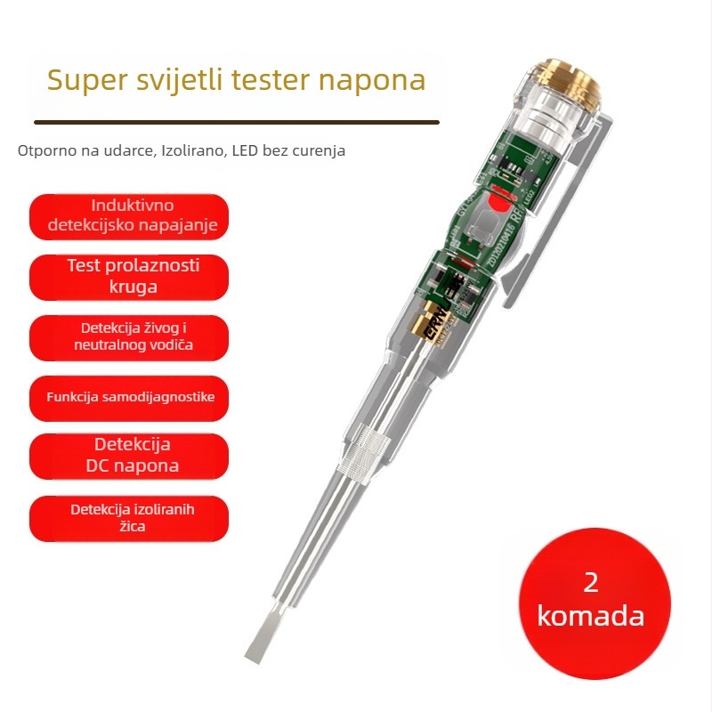 Višenamjenski električni tester s ravnim i Phillips odvijačem za provjeru linija i kontinuiteta. Nije uvezen; Marka: Drugo; Bez prilagodbi