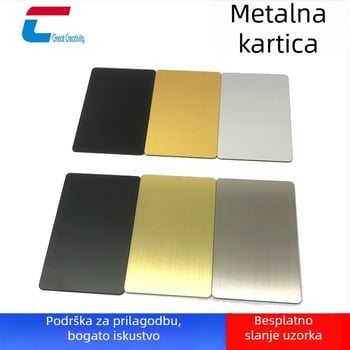 Metalna poslovna kartica s integriranim NFC čipom, nehrđajući čelik, model cxjJS, prilagodljiva obrada, radna temperatura -20 do 75 °C