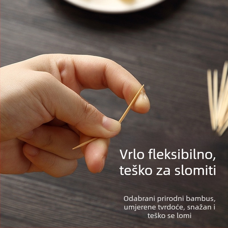 Bambusove zubne štapiće, jednokratne, dvostrane – u kutiji, prijenosne