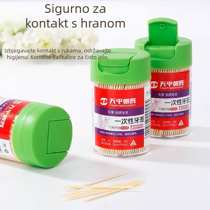 Bambusove zubne štapiće, jednokratne, dvostrane – u kutiji, prijenosne