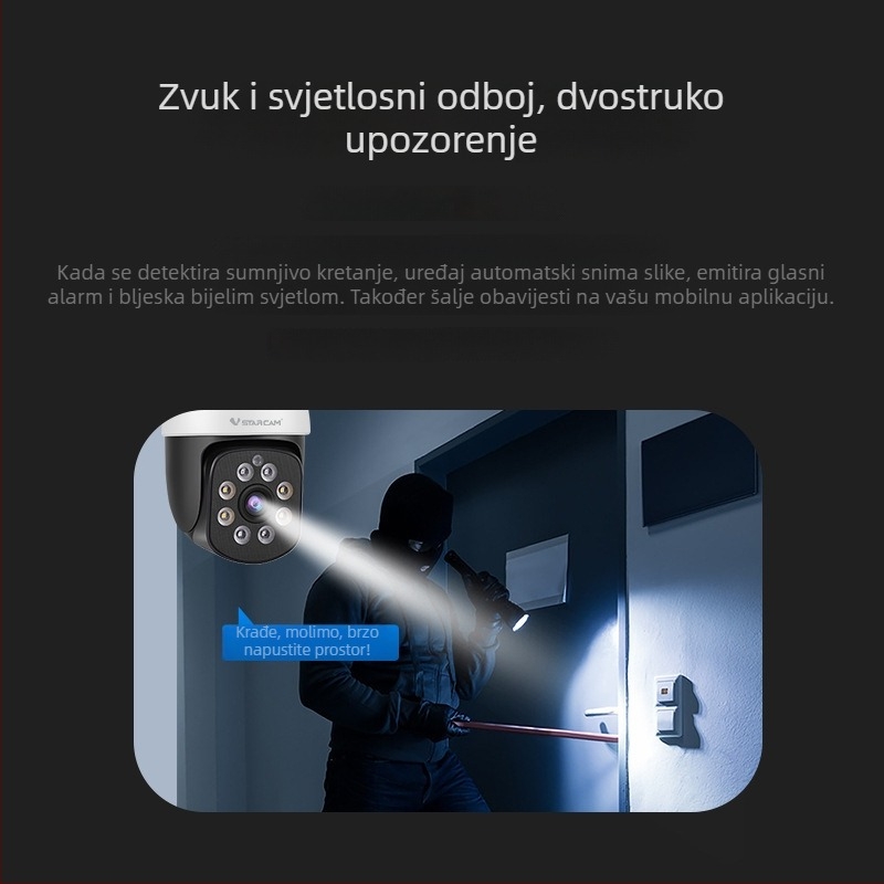 4G vanjska kamera za nadzor s 360° panoramskim prikazom, dvostruki dizajn Dome/Bullet, Ultra HD, 0.01 lux, -10–55°C, napajanje 5V, detekcija pokreta i ljudskih figura