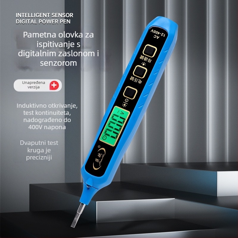 Pen za mjerenje napona s digitalnim prikazom, inteligentna indukcijska detekcija, višenamjensko mjerenje, detekcija prekida vodiča, za elektromontere