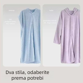 Ženski ogrtač za kupanje, koralni pliš, mješavina spandeksa, 580 g