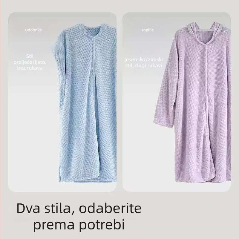 Ženski ogrtač za kupanje, koralni pliš, mješavina spandeksa, 580 g