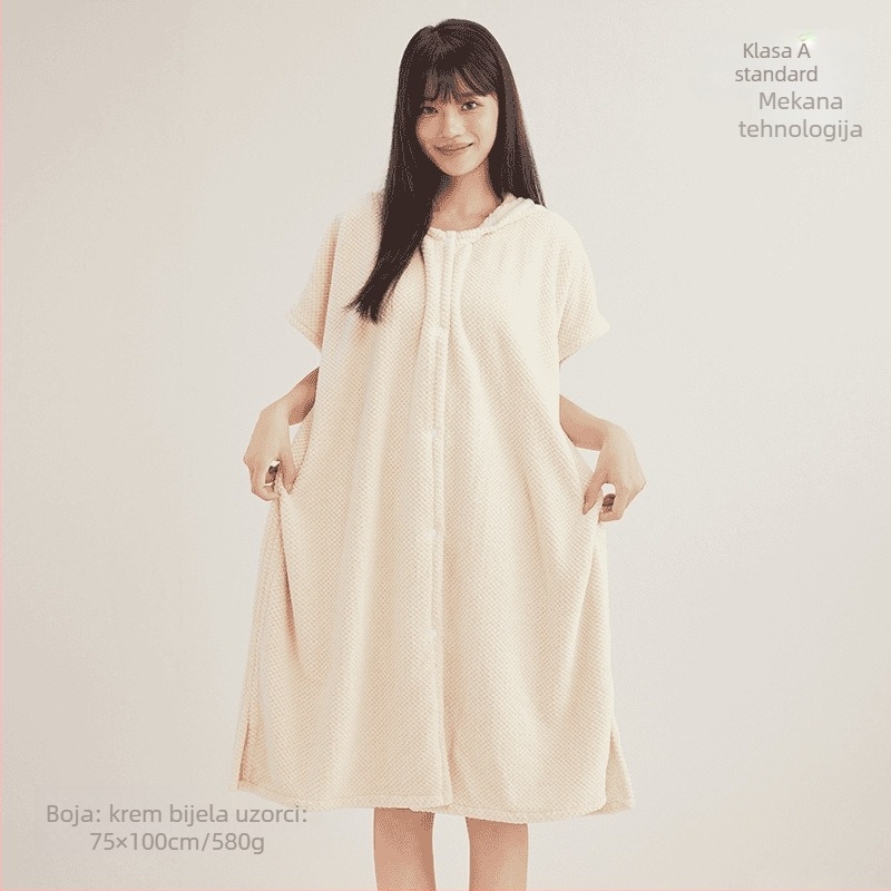 Ženski ogrtač za kupanje, koralni pliš, mješavina spandeksa, 580 g