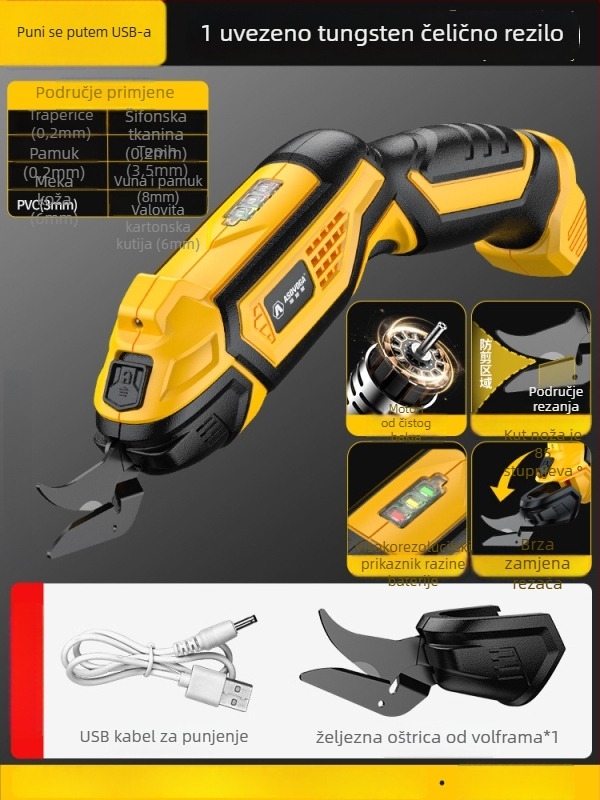 Asja električne škare za odjeću – punjiva litijska baterija, 3,6V, ručno držanje