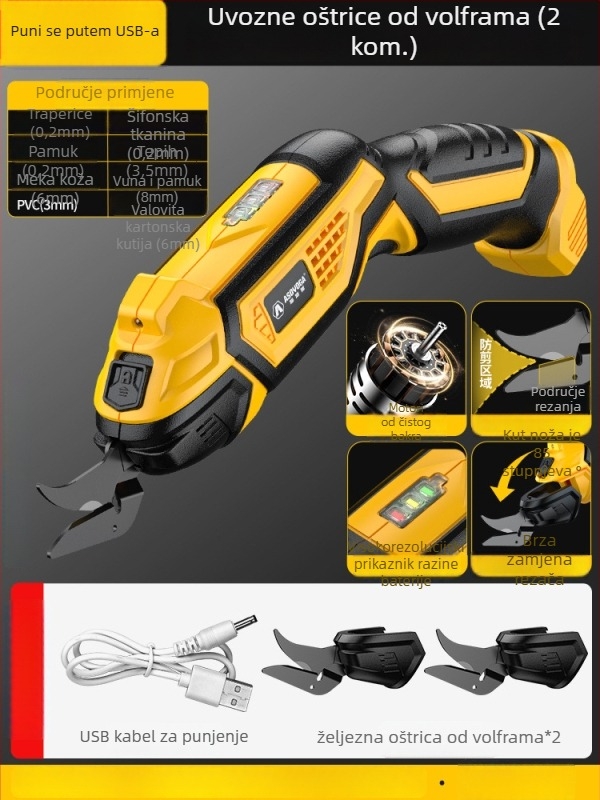 Asja električne škare za odjeću – punjiva litijska baterija, 3,6V, ručno držanje