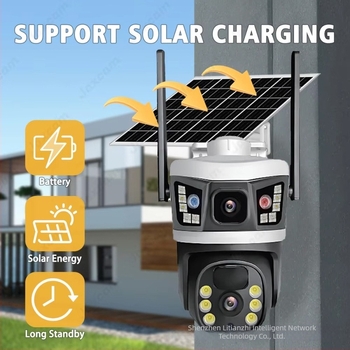 4G solarna kamera za nadzor s dvosmjernim interkomom, praćenje ljudi, noćni vid, minimalna osvjetljenost 0.01 lx, radna temperatura -10 do 60°C