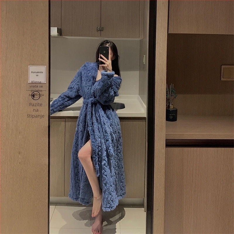 Ženski flanel haljina i spavaćica, podstavljene, debele, srednje duljine