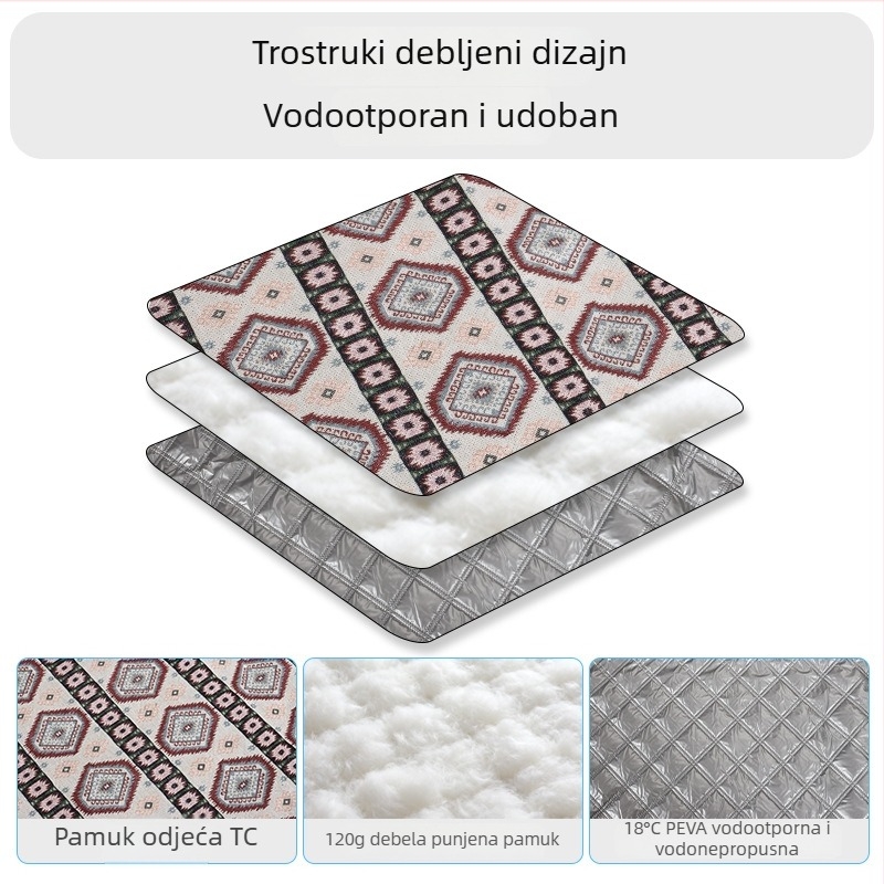 Vanjska vodootporna dječja prostirka za puzanje s kviliranom poliester-pamučnom tkaninom, 1,4 kg, model fcd-1, pogodna za 3-5 osoba