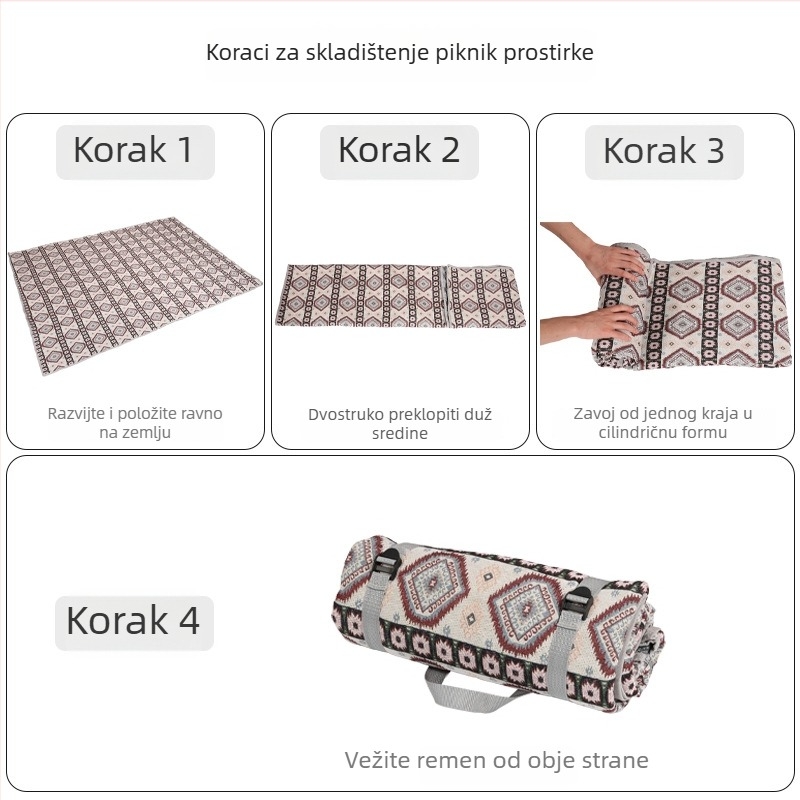 Vanjska vodootporna dječja prostirka za puzanje s kviliranom poliester-pamučnom tkaninom, 1,4 kg, model fcd-1, pogodna za 3-5 osoba
