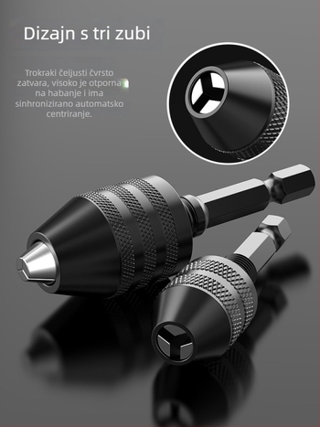 Šesterokutna ručka, mandrina s tri čeljusti, brzi produžni držač za konverziju bušilice, 36V, nehrđajući čelik