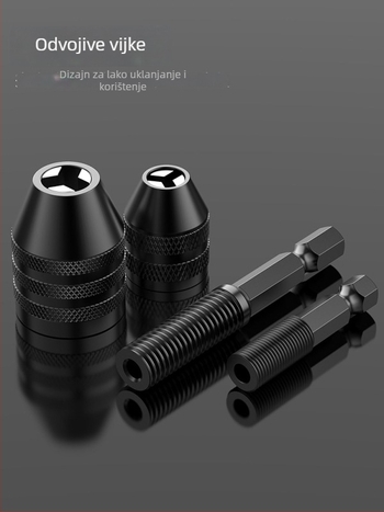 Šesterokutna ručka, mandrina s tri čeljusti, brzi produžni držač za konverziju bušilice, 36V, nehrđajući čelik