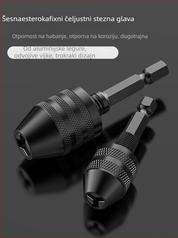 Šesterokutna ručka, mandrina s tri čeljusti, brzi produžni držač za konverziju bušilice, 36V, nehrđajući čelik