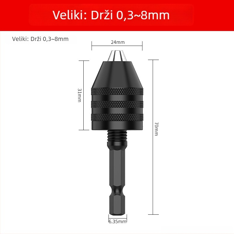 Šesterokutna ručka, mandrina s tri čeljusti, brzi produžni držač za konverziju bušilice, 36V, nehrđajući čelik