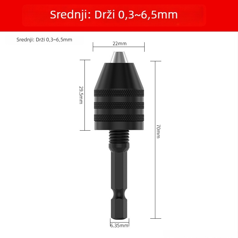 Šesterokutna ručka, mandrina s tri čeljusti, brzi produžni držač za konverziju bušilice, 36V, nehrđajući čelik