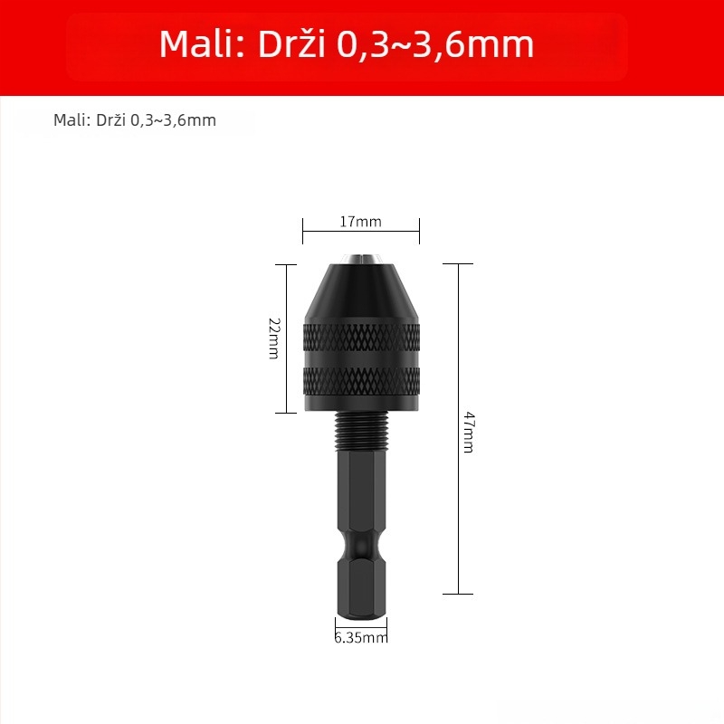 Šesterokutna ručka, mandrina s tri čeljusti, brzi produžni držač za konverziju bušilice, 36V, nehrđajući čelik