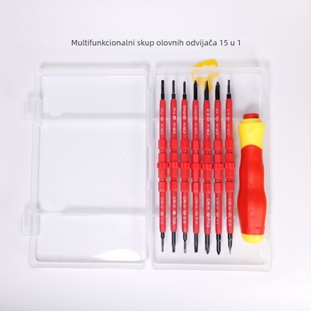 15-u-1 višenamjenski set odvijača za električare, magnetski, izolirani, krom-vanadijeva čelika, dvostruki vrh