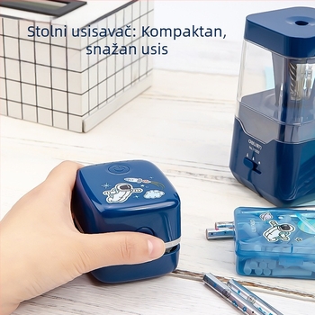 Deli 68910 Električni stolni uredski set sa stolnim usisivačem, oštrilom za olovke i električnom gumom