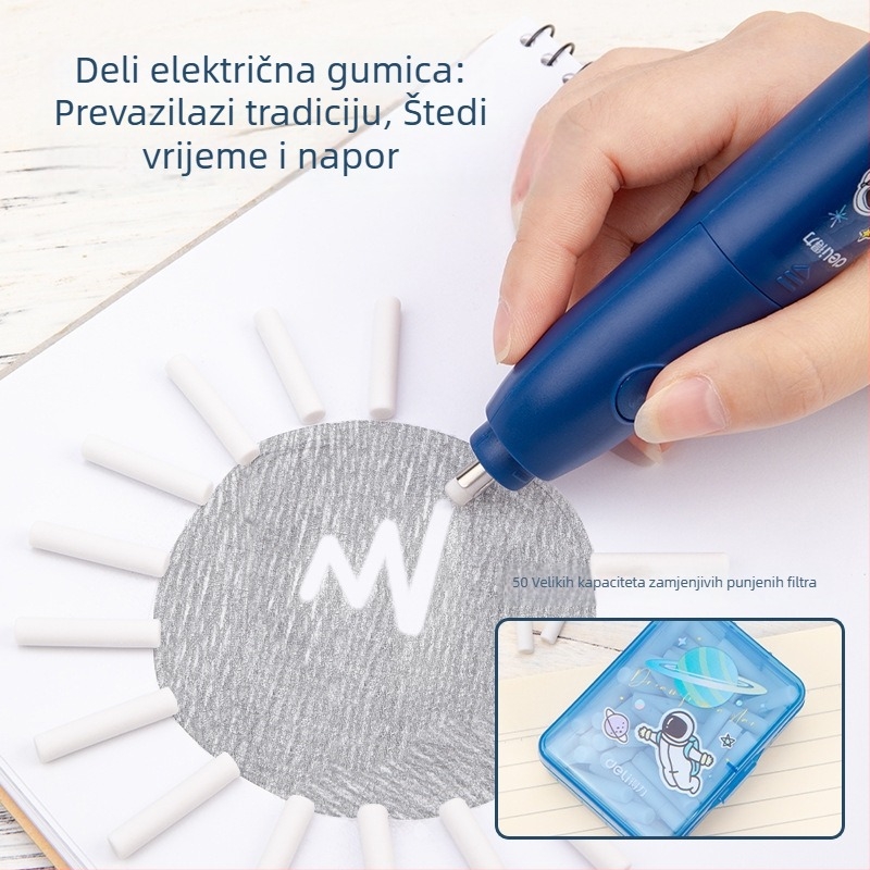 Deli 68910 Električni stolni uredski set sa stolnim usisivačem, oštrilom za olovke i električnom gumom