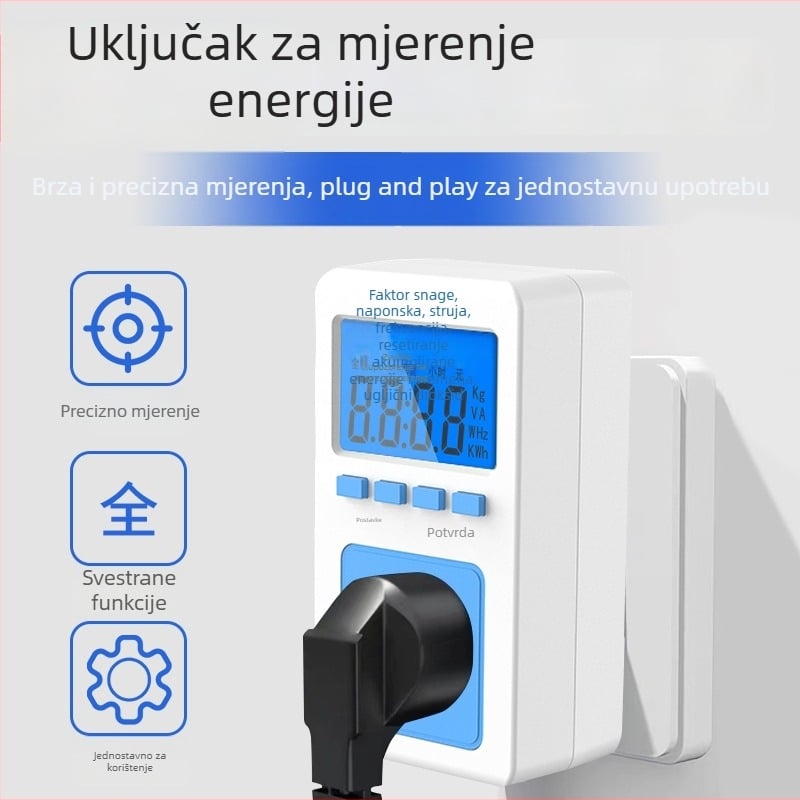 Utična mjerač snage s digitalnim zaslonom – Pucai P06S, točnost razine 1