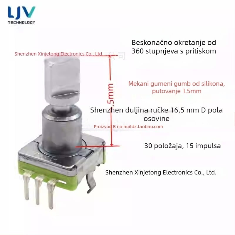 Ljv navigacijski potenciometar glasnoće za auto DVD/radio — 360° okretanje s pritiskom