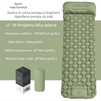 Diamantno oblikovan TPU napuhljivi kilim za kampiranje za jednu osobu, ultralak i kompaktan, površina od najlona TPU, dimenzije 190 × 60 × 5 cm, otporan na vlagu i protuklizni