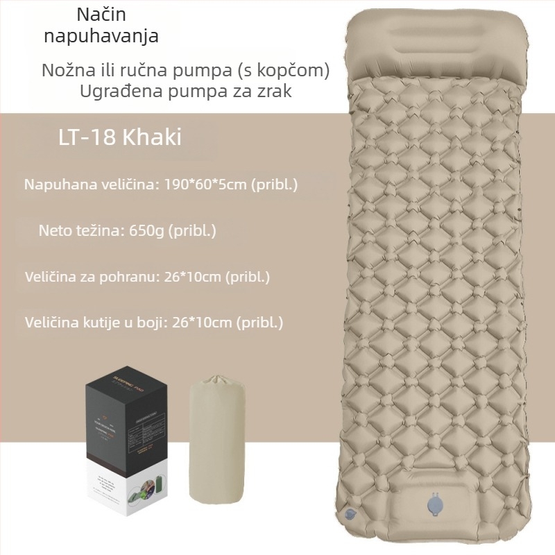 Diamantno oblikovan TPU napuhljivi kilim za kampiranje za jednu osobu, ultralak i kompaktan, površina od najlona TPU, dimenzije 190 × 60 × 5 cm, otporan na vlagu i protuklizni