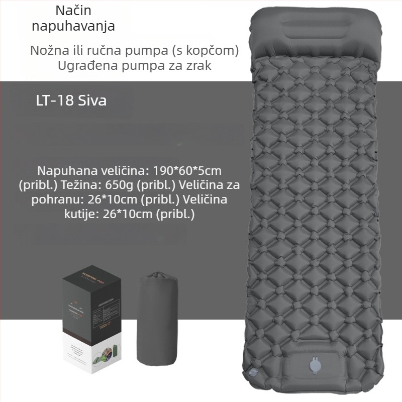 Diamantno oblikovan TPU napuhljivi kilim za kampiranje za jednu osobu, ultralak i kompaktan, površina od najlona TPU, dimenzije 190 × 60 × 5 cm, otporan na vlagu i protuklizni