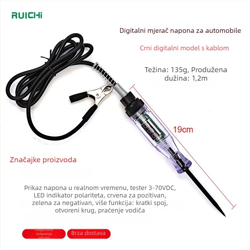 Ruichi tester automobilskih krugova, raspon 3-70V, model Al661185100703