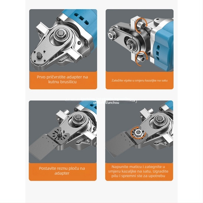 Youquan 36V konverzijska glava za kutnu brusilicu za obradu drveta – višenamjenski nastavak za rezanje, izradu utora, završnu obradu rubova i brušenje (Model 1001137822)