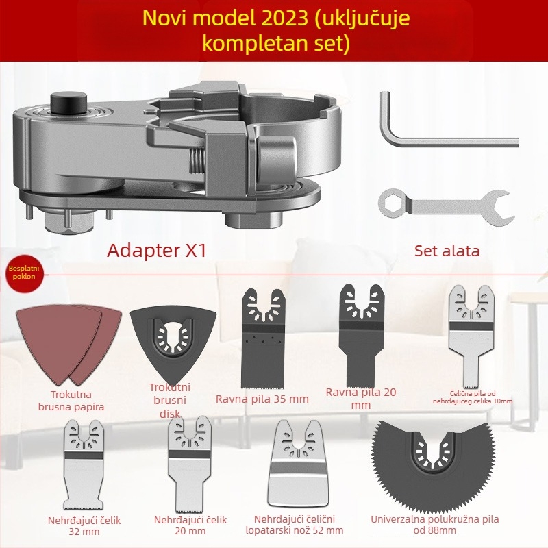 Youquan 36V konverzijska glava za kutnu brusilicu za obradu drveta – višenamjenski nastavak za rezanje, izradu utora, završnu obradu rubova i brušenje (Model 1001137822)