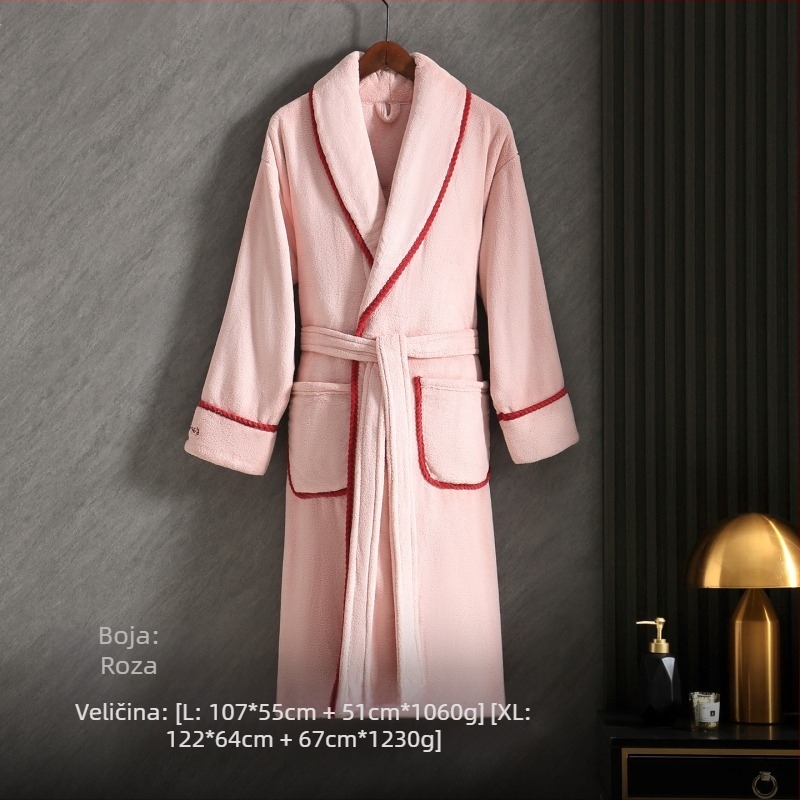 Ogrtač za parove od coral fleecea, unisex, zimski, dugi, 100% poliester