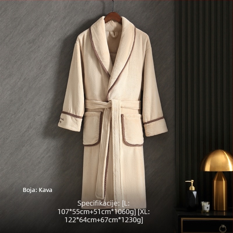 Ogrtač za parove od coral fleecea, unisex, zimski, dugi, 100% poliester