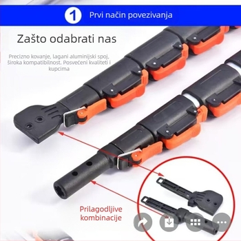 Teleskopna šipka s ovalnim debelim aluminijskim legurama, pila za visoke grane i kliješta za grane, 3–6 odjeljaka