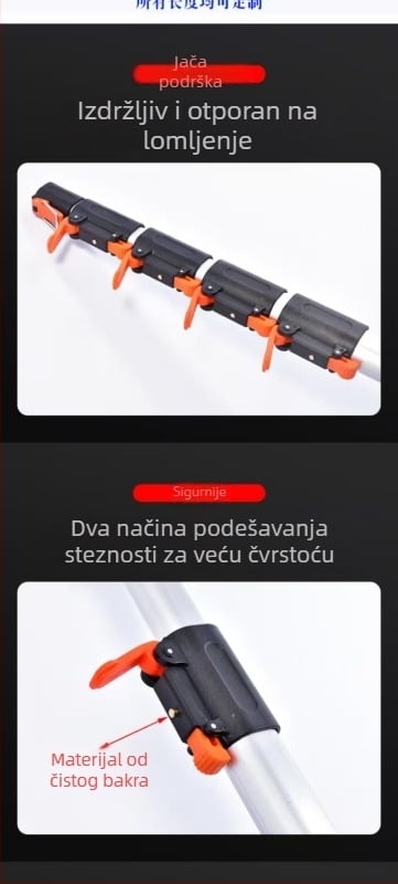 Teleskopna šipka s ovalnim debelim aluminijskim legurama, pila za visoke grane i kliješta za grane, 3–6 odjeljaka