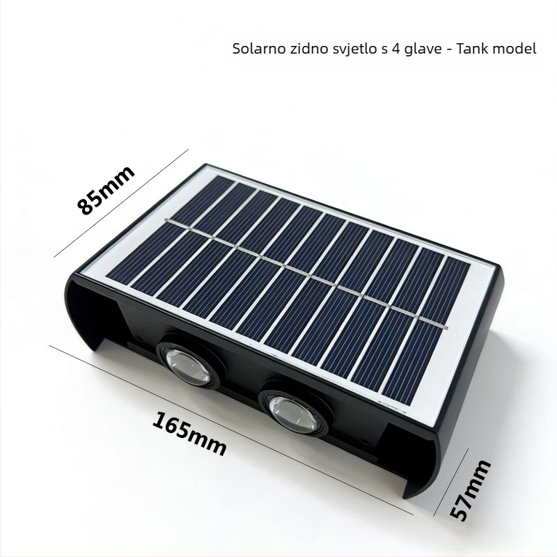 Solarna vanjska zidna svjetiljka IP66, LED izvor, 4W, 3.7V, JM02301