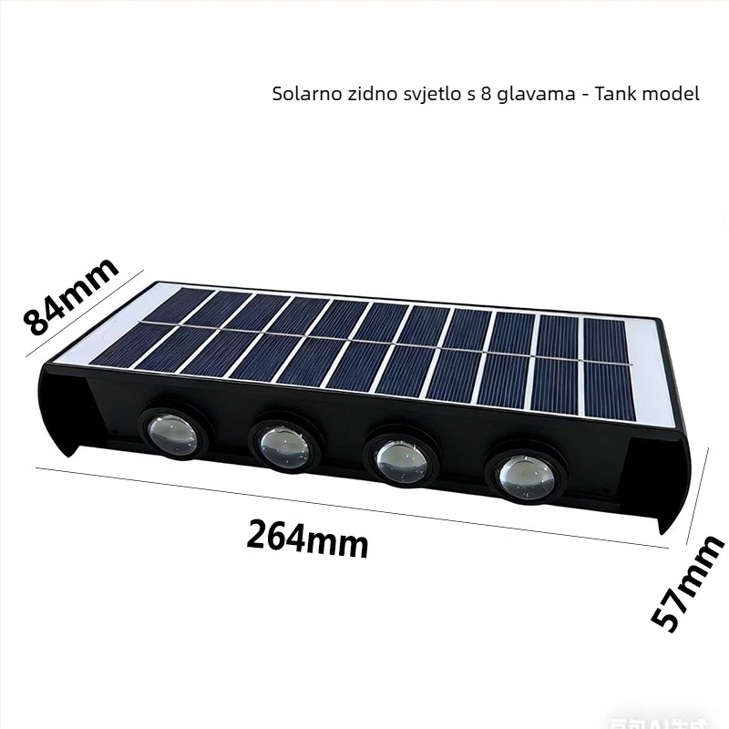 Solarna vanjska zidna svjetiljka IP66, LED izvor, 4W, 3.7V, JM02301