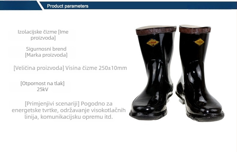 35kV izolirane cipele za elektrikare, gumene, visoki vrh, izolacija, zaštita od električnog udara