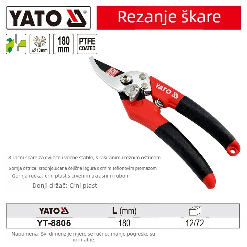 Yato škare za rezanje cvijeća i voćaka, škare za cijepljenje, rez debelih grana, drška od čelika srednjeg ugljika