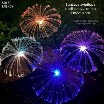 Solarna lucna meduza za vanjsku upotrebu – optičko vlakno, IP65, 5–10W, nehrđajući čelik, zona osvjetljenja 3–5 m², trajanje 6–12 sati