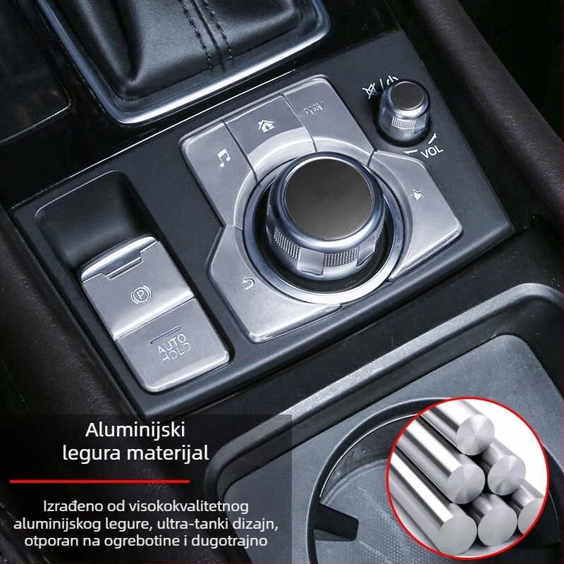 Aluminijska naljepnica za elektroničku ručnu kočnicu i gumbe multimedije Mazda 3 / CX-4 / CX-5, lijeva i desna, prilagodljivo