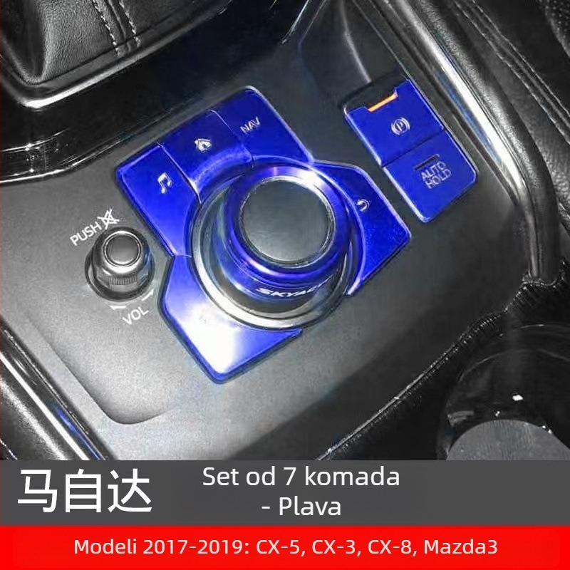 Aluminijska naljepnica za elektroničku ručnu kočnicu i gumbe multimedije Mazda 3 / CX-4 / CX-5, lijeva i desna, prilagodljivo