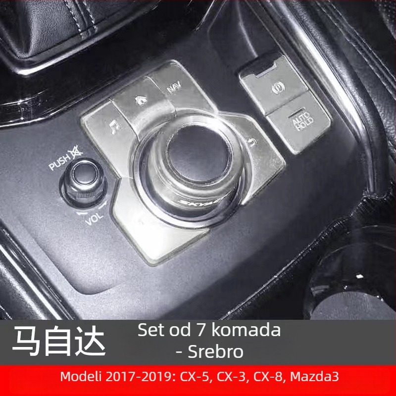 Aluminijska naljepnica za elektroničku ručnu kočnicu i gumbe multimedije Mazda 3 / CX-4 / CX-5, lijeva i desna, prilagodljivo
