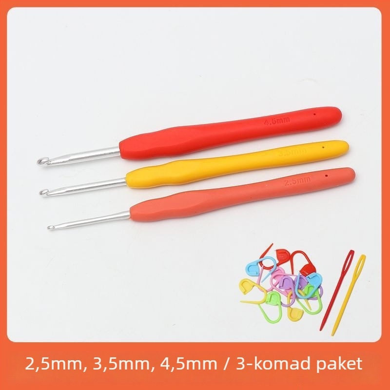 Set kukica za pletenje s mekanim držalom, protuklizni, ručno izrađen, DIY pletenje