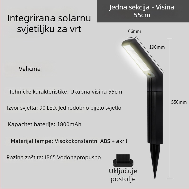 Solarna vanjska vrtna svjetiljka s LED, 5W, IP65, domet 15–30 m²