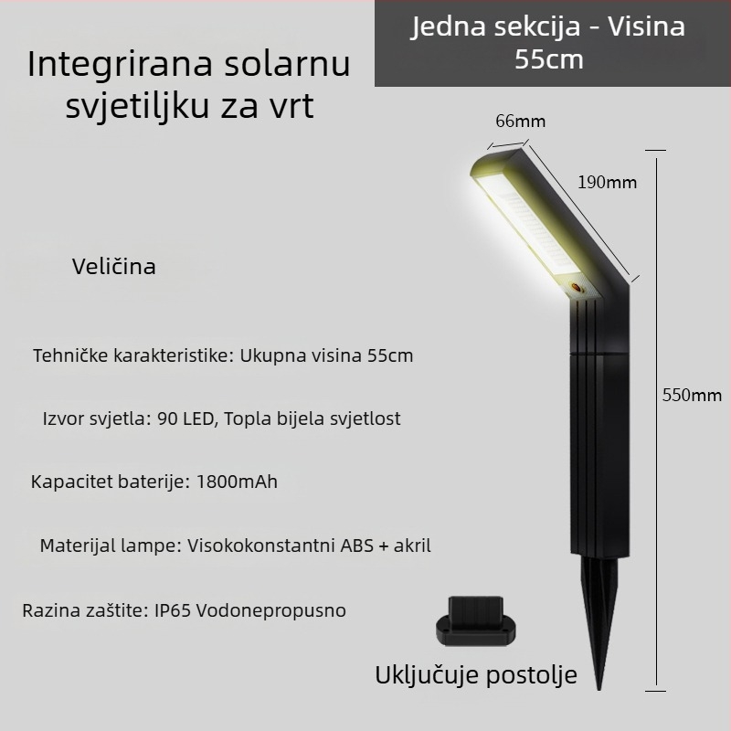 Solarna vanjska vrtna svjetiljka s LED, 5W, IP65, domet 15–30 m²
